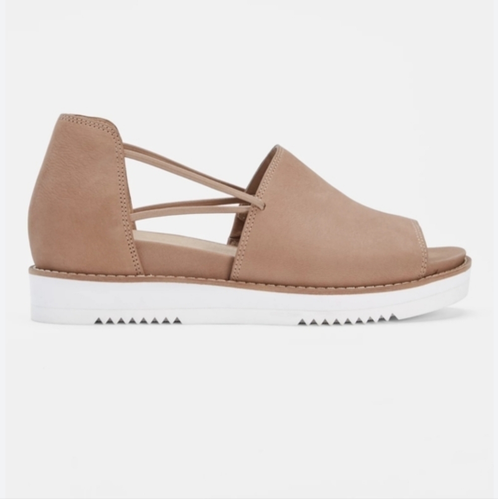 Eileen Fisher Women Ken Tumbled Nubuck Suede Platform Sandals shoes sz 9.5